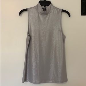 Express shimmer sleeveless mock neck tank